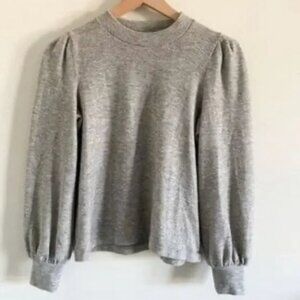 Madewell Women's Puff Sleeve Pullover Sweater Gray Size XS Mock Neck Long Sleeve